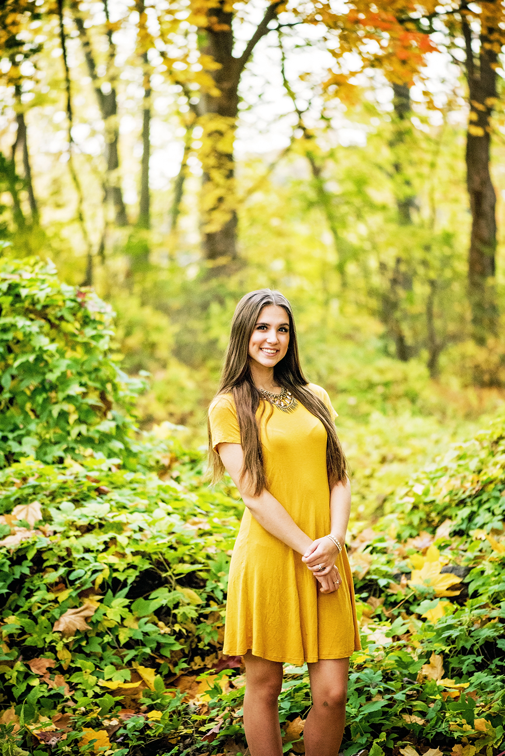 Michigan Senior Portraits - Senior Girl in Autumn Dress and Colors